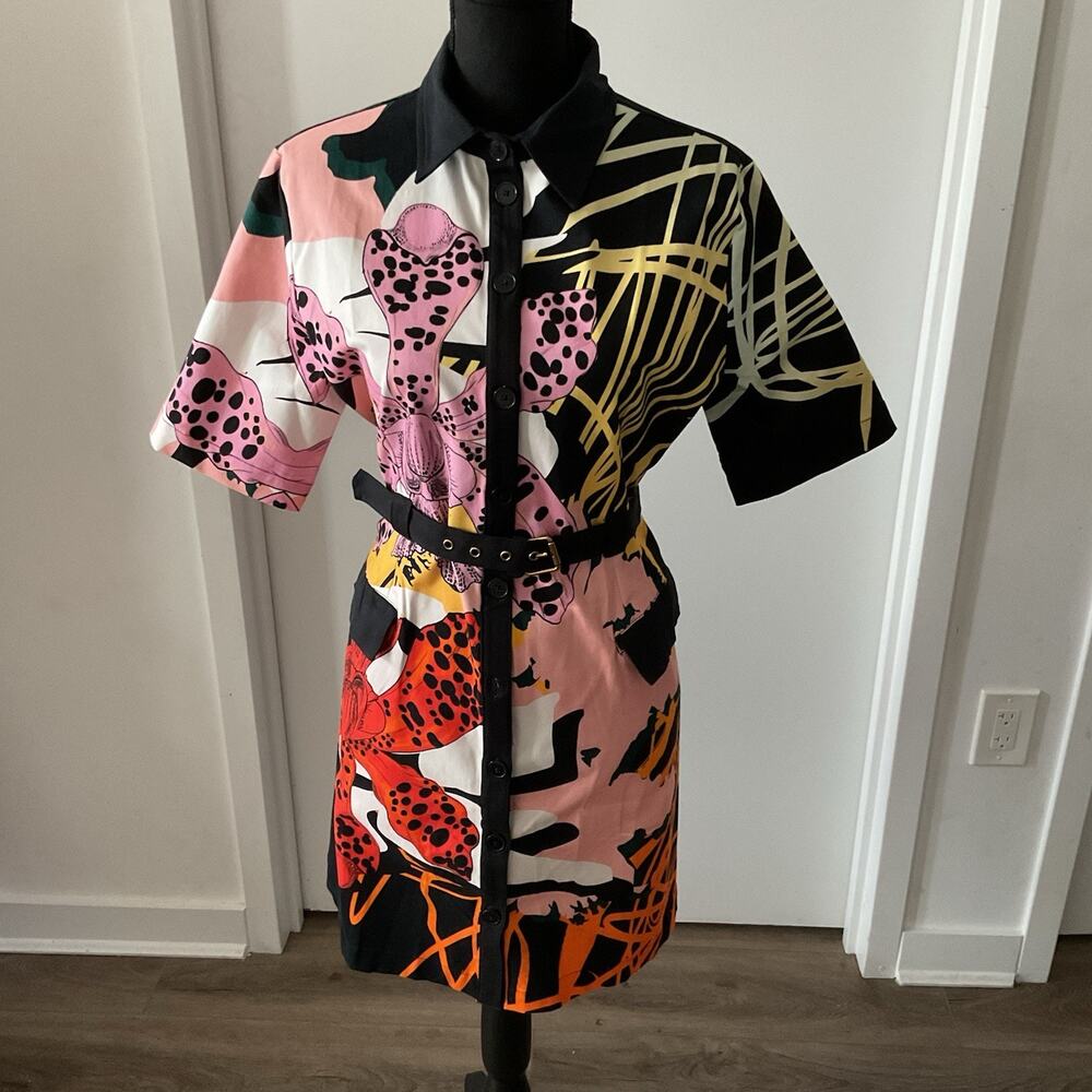 Desigual M. Christian Lacroix Orchid Shirt Dress Mini Belted Cotton NWT SIZE XL